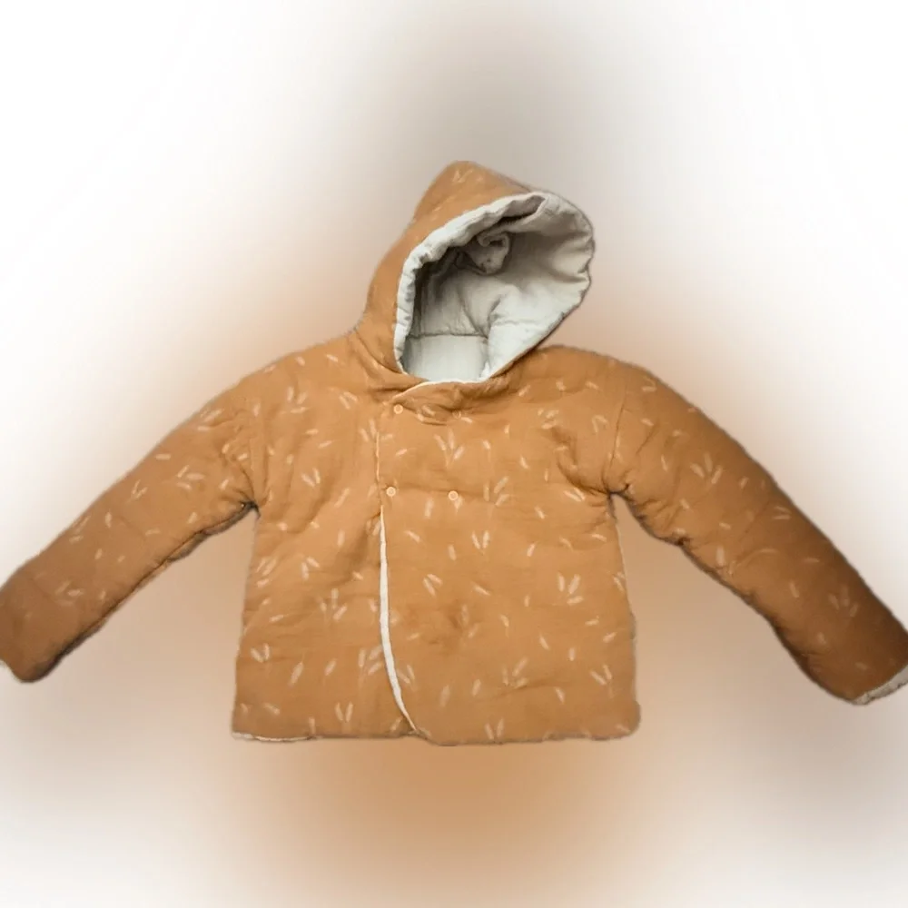 Fin & Vince Harvest Wheat Organic Cotton Hoody Reversible Coat as is